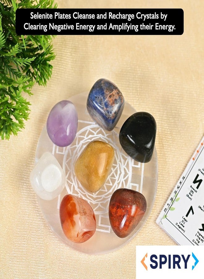 Spiry Selenite Crystal Charging Plate, 3 Inch Engraved Sri Yantra Selenite Plate for Crystal Cleansing Re-Energy Work, Meditation and Pooja (Shree Yantra) - Image 5